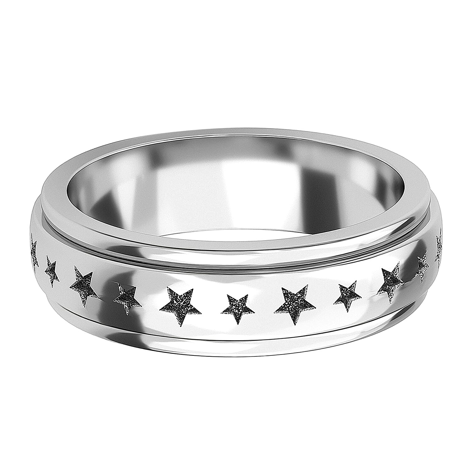 Sterling Silver Star Spinner Ring, Anxiety Ring for Women, Fidget Rings for Anxiety for Women, Promise Rings (4.60 g) (Size 7.00)