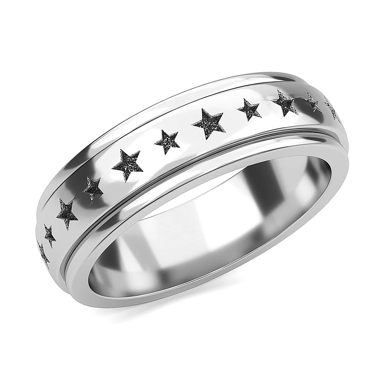 Sterling Silver Star Spinner Ring, Anxiety Ring for Women, Fidget Rings for Anxiety for Women, Promise Rings (4.60 g) (Size 8.00) image number 0