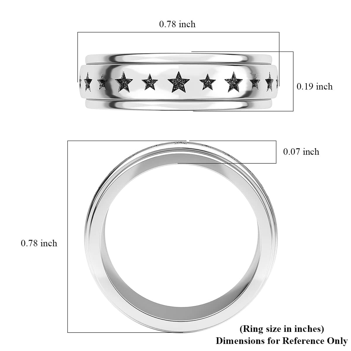 Sterling Silver Star Spinner Ring, Anxiety Ring for Women, Fidget Rings for Anxiety for Women, Promise Rings (4.60 g) (Size 8.00) image number 7