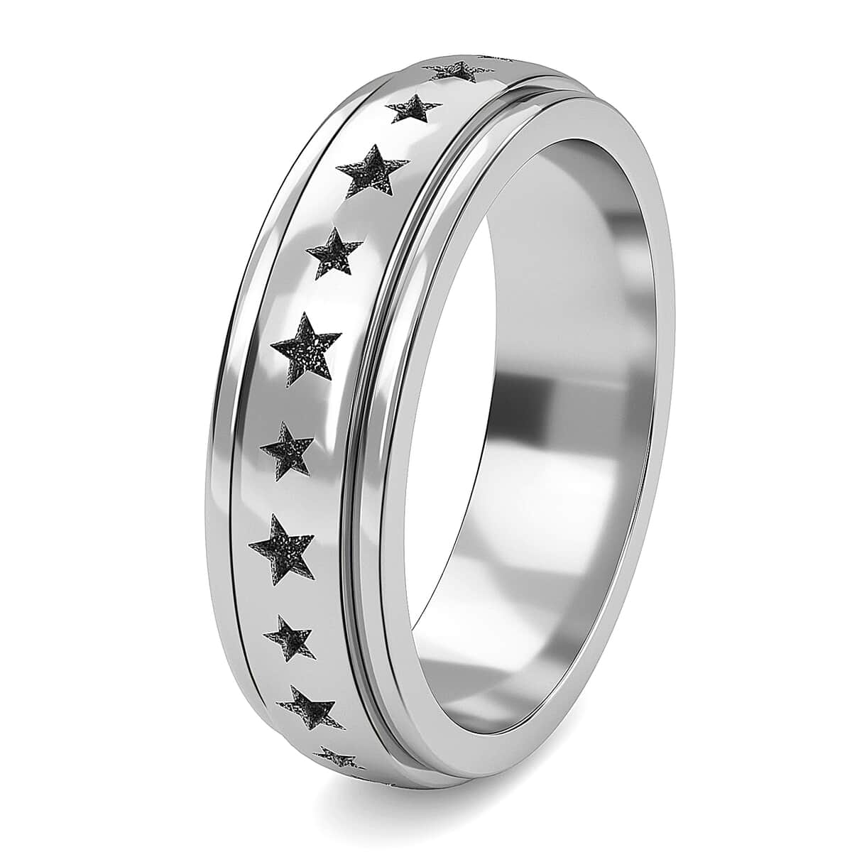 Sterling Silver Star Spinner Ring, Anxiety Ring for Women, Fidget Rings for Anxiety for Women, Promise Rings (4.60 g) (Size 9.00) image number 5