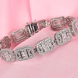 Lustro Stella Made with Finest CZ Bracelet in Platinum Over Sterling Silver (7.25 In) 23.40 ctw