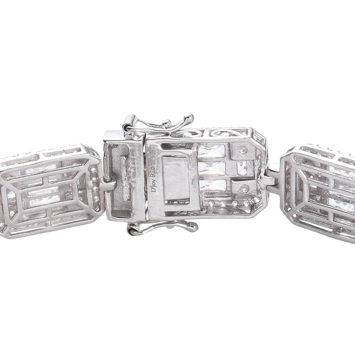 LUSTRO STELLA Made with Finest CZ Bracelet in Platinum Over Sterling Silver (7.25 In) (25.35 g) 23.40 ctw image number 3