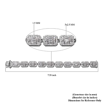 Lustro Stella Made with Finest CZ Bracelet in Platinum Over Sterling Silver (7.25 In) 23.40 ctw