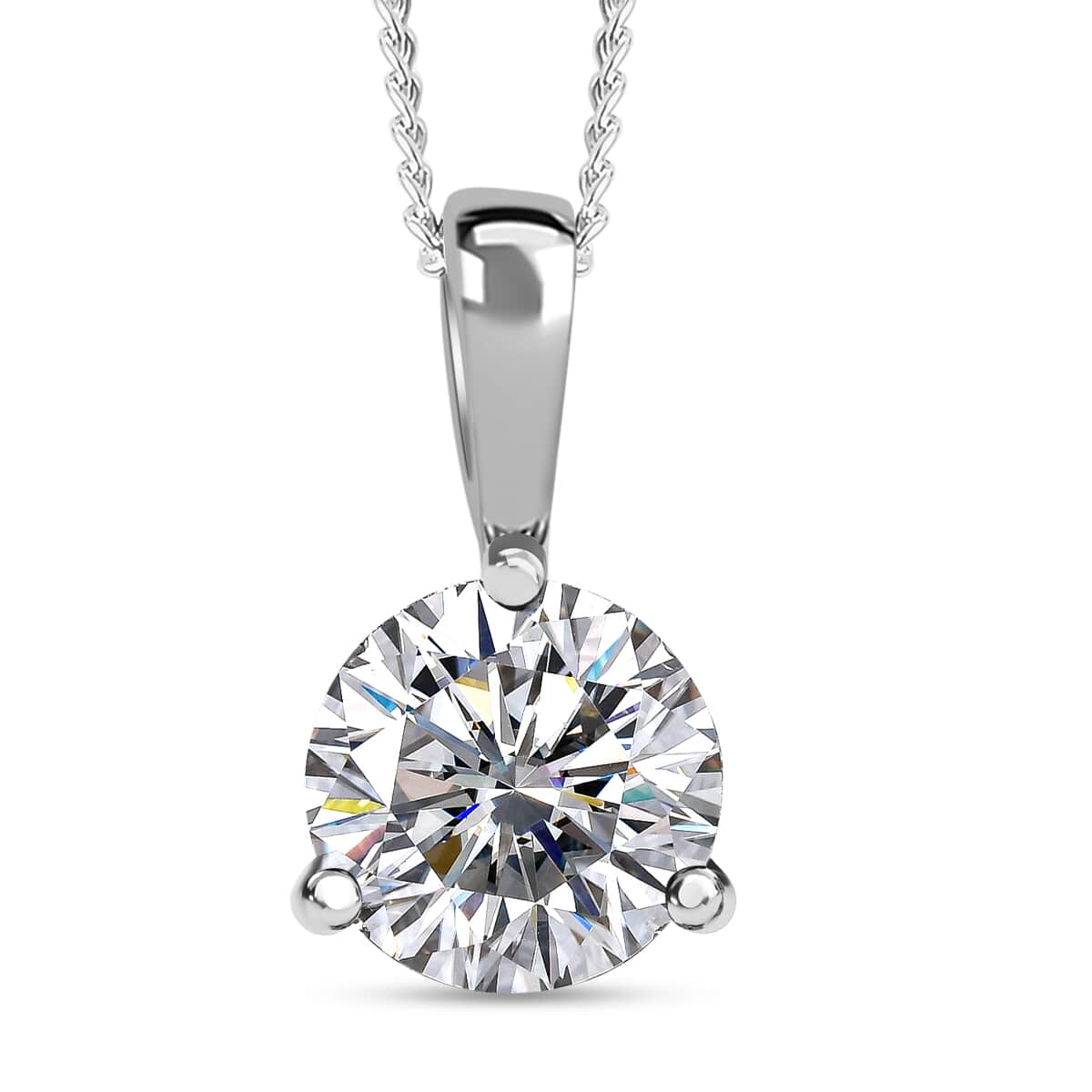 Moissanite Stud Earrings and Pendant Necklace 18 Inches in Sterling Silver 1.75 ctw image number 2