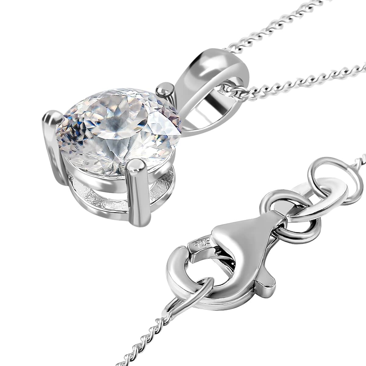 Moissanite Stud Earrings and Pendant Necklace 18 Inches in Sterling Silver 1.75 ctw image number 3