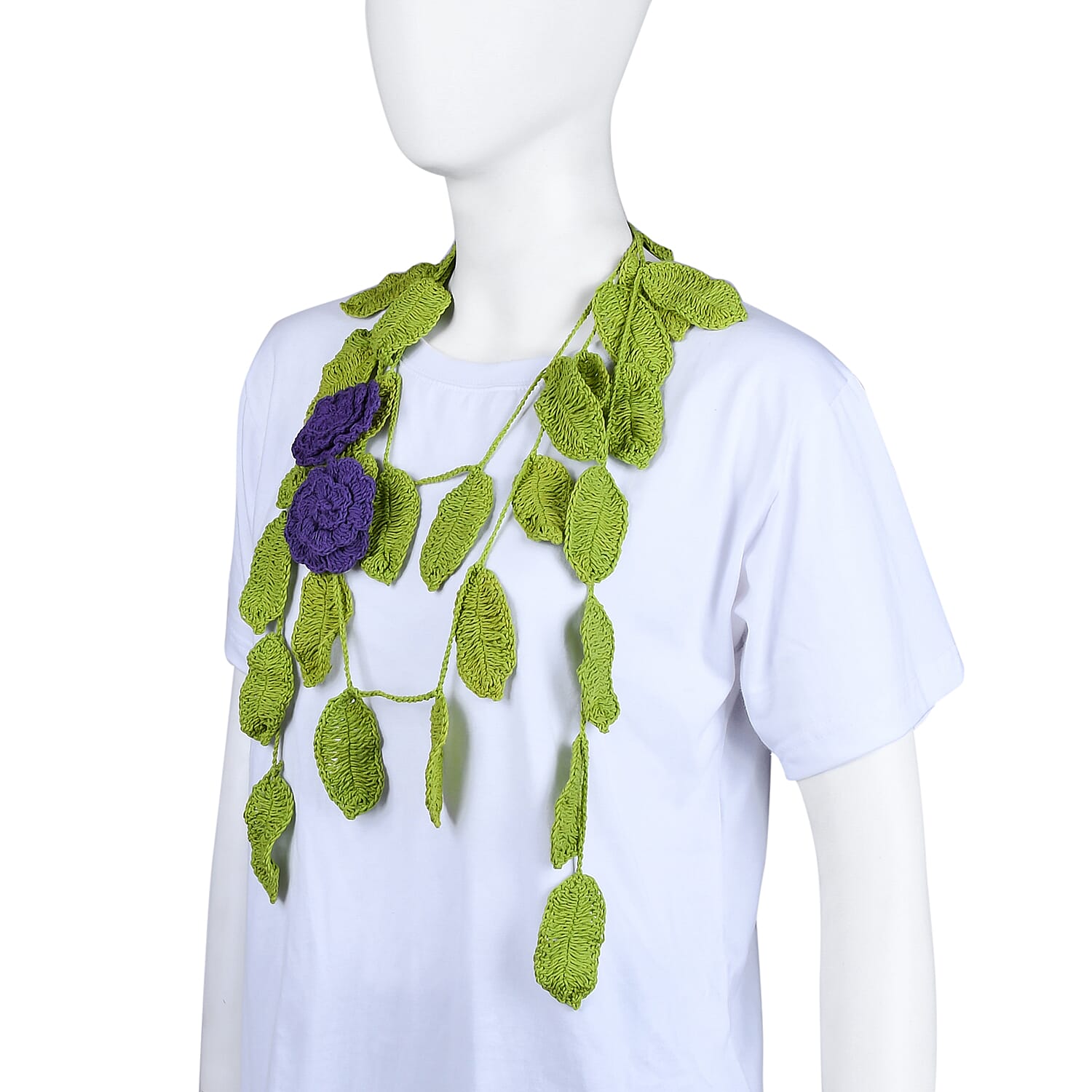 Passage 100% Cotton Crochet Purple Double Rose Vine Scarf