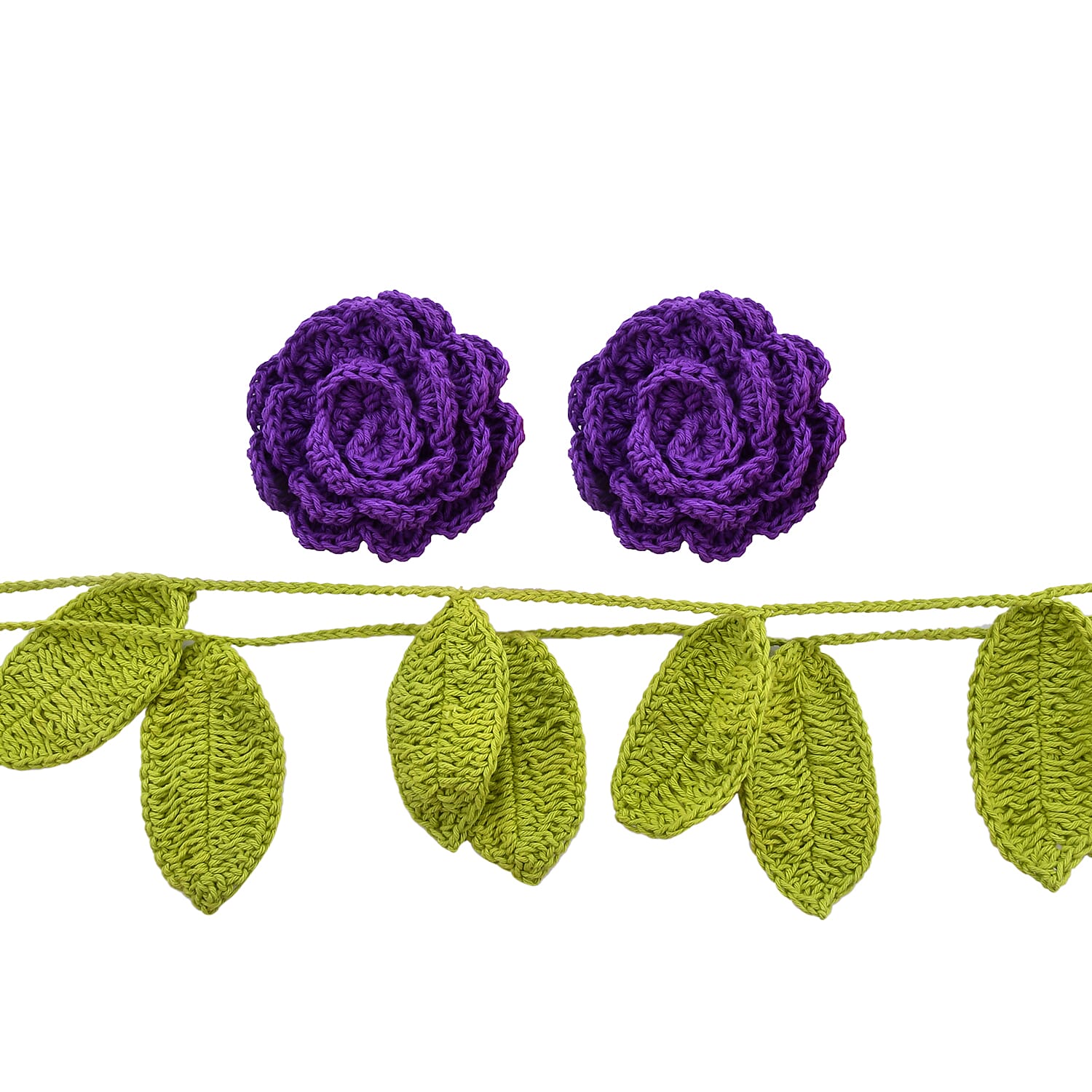 Passage 100% Cotton Crochet Purple Double Rose Vine Scarf