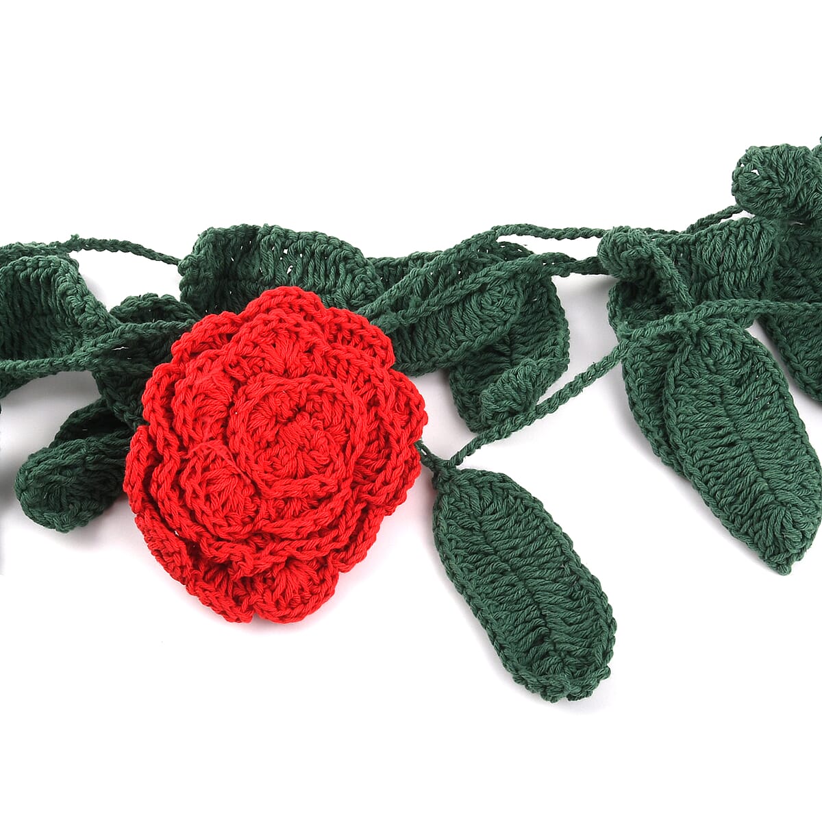 Passage 100% Cotton Crochet Red Rose Vine Scarf image number 2