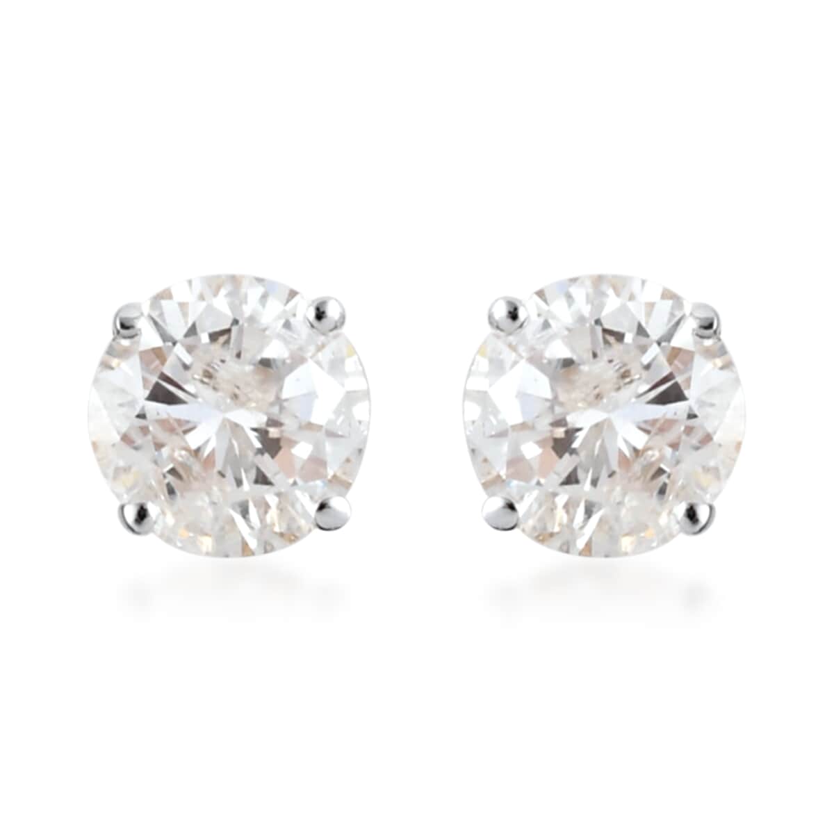 NY Closeout 14K White Gold G-H I2 Diamond Solitaire Stud Earrings 1.00 ctw image number 0