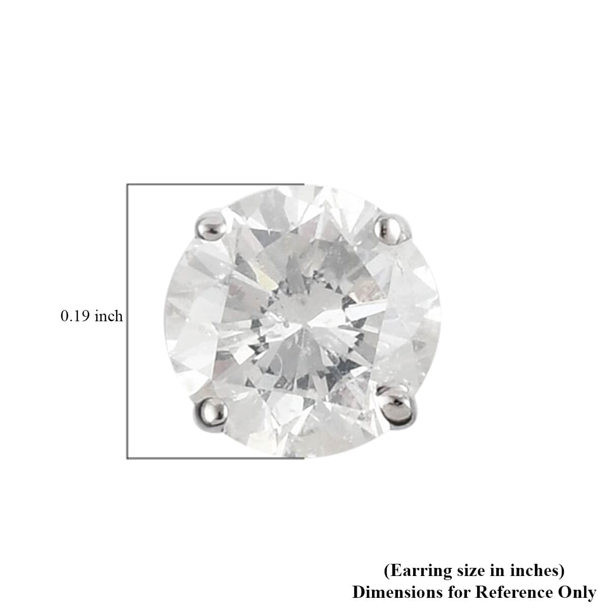 NY Closeout 14K White Gold G-H I2 Diamond Solitaire Stud Earrings 1.00 ctw image number 3