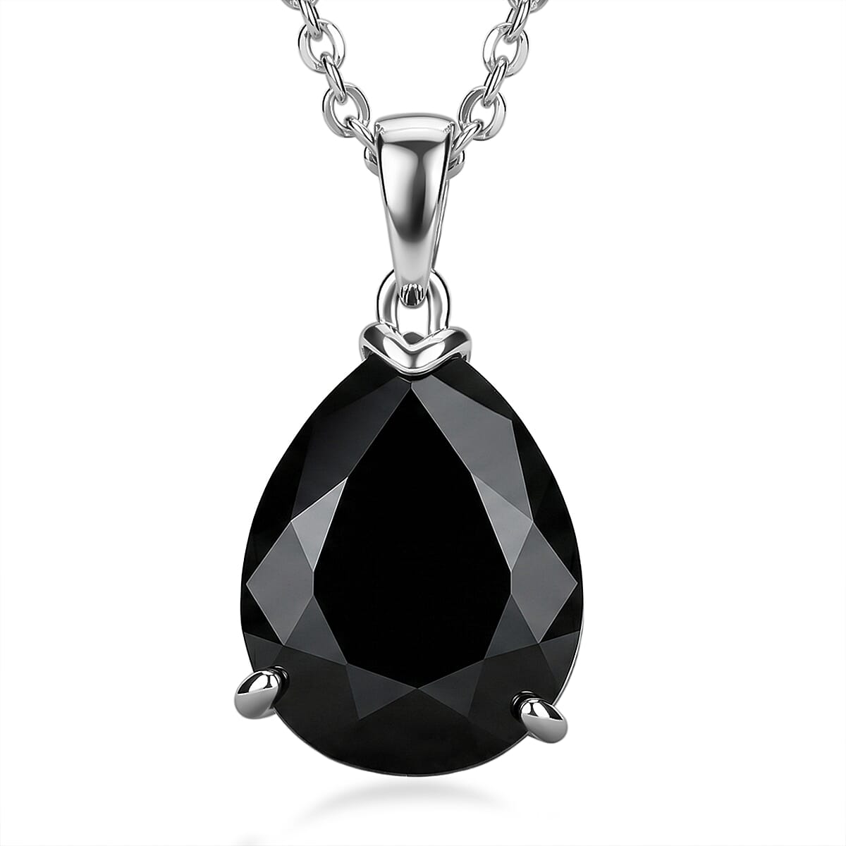 Thai Black Spinel 5.00 ctw Pendant Necklace in Platinum Over Sterling Silver 20 Inches