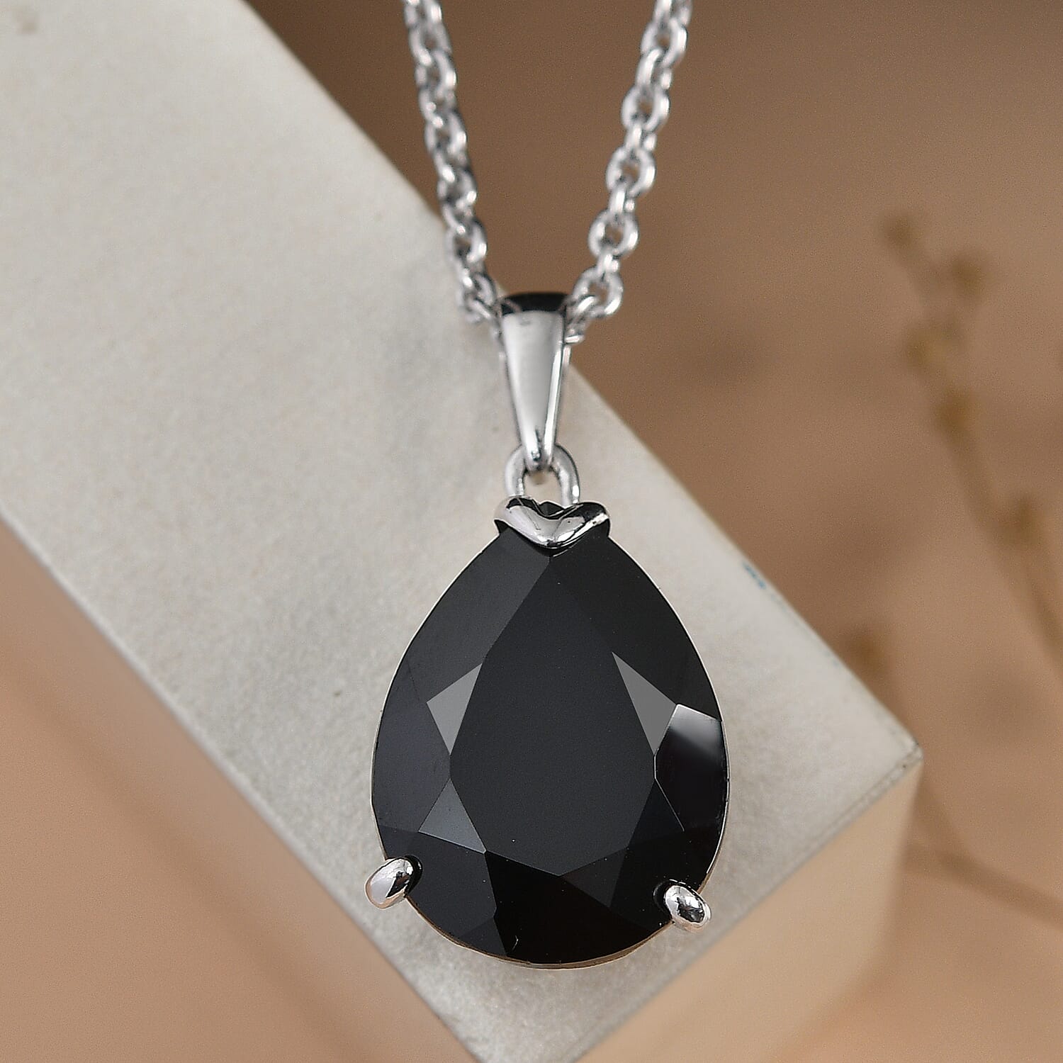 Thai Black Spinel 5.00 ctw Pendant Necklace in Platinum Over Sterling Silver 20 Inches