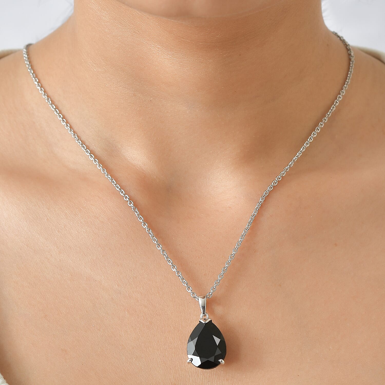 Thai Black Spinel 5.00 ctw Pendant Necklace in Platinum Over Sterling Silver 20 Inches