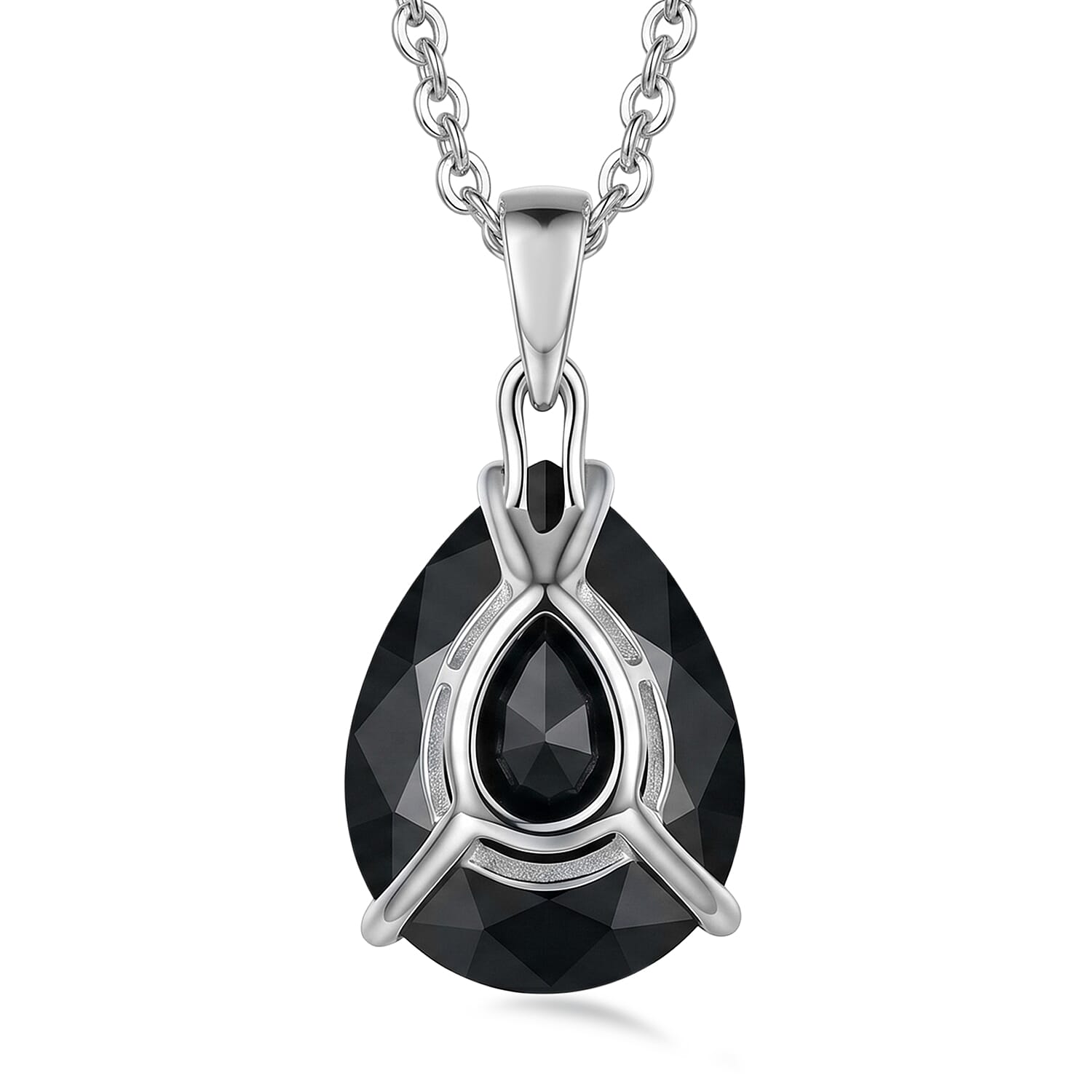 Thai Black Spinel 5.00 ctw Pendant Necklace in Platinum Over Sterling Silver 20 Inches