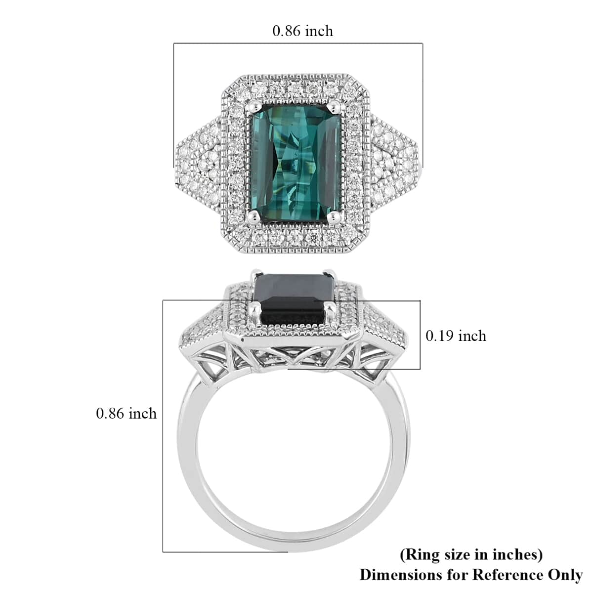 RHAPSODY 950 Platinum AAAA Monte Belo Indicolite and E-F VS Diamond Ring (Size 7.0) 8 Grams 3.30 ctw image number 4