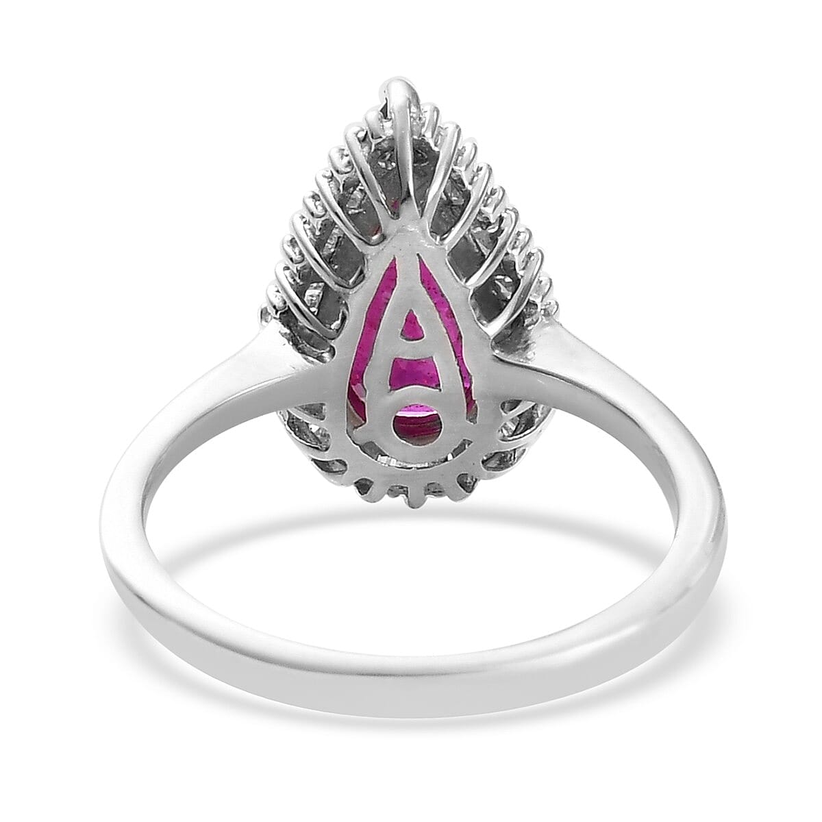 AAA Niassa Ruby and Diamond 2.85 ctw Halo Ring in Platinum Over Sterling Silver (Size 11.0) image number 4