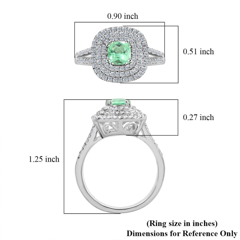 One Of A Kind Certified & Appraised Rhapsody 950 Platinum AAAA Paraiba Tourmaline and E-F VS Diamond Ring (Size 7.0) 6 Grams 1.15 ctw