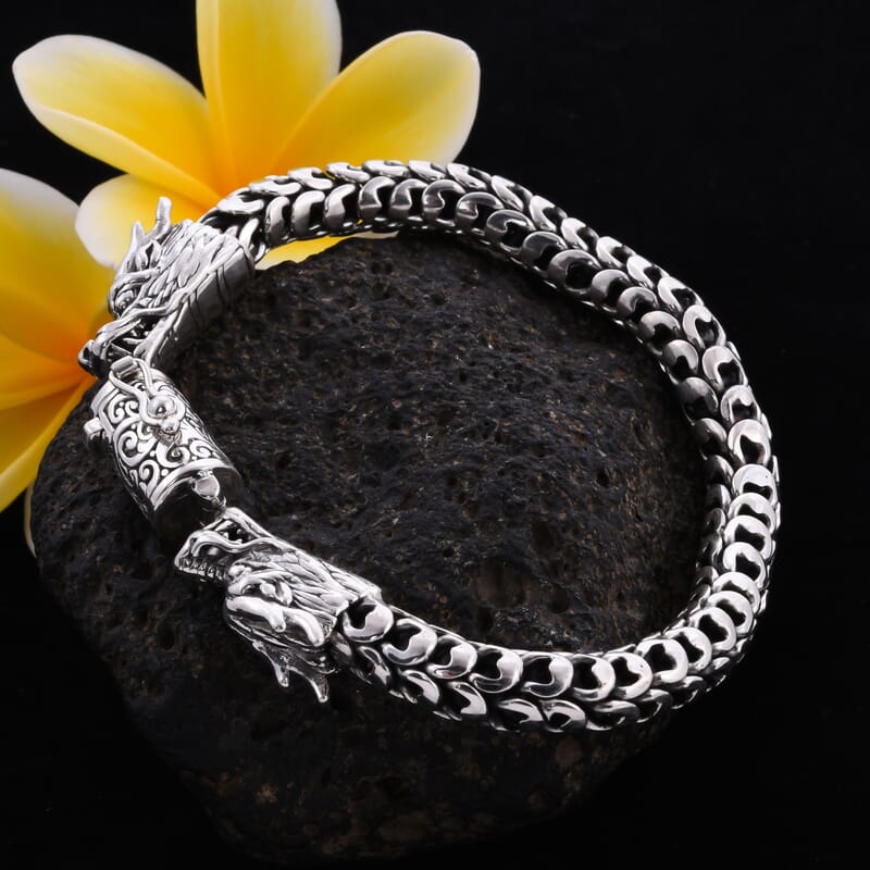 Bali Legacy Sterling Silver Dragon Head Bracelet (7.50 In) 56.85 Grams