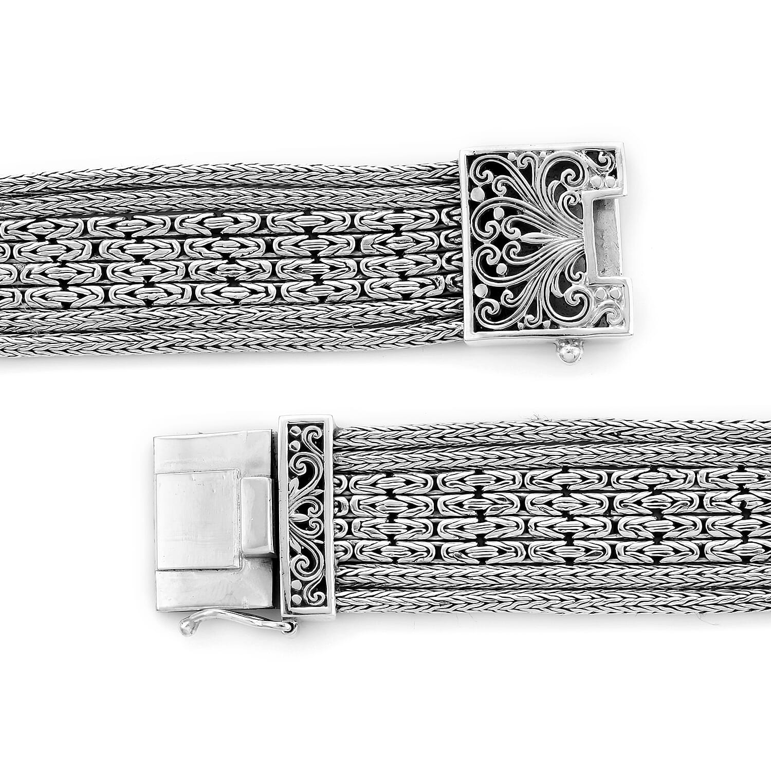 Bali Legacy Sterling Silver Weave Smart Watch Strap (8.00 In) (68.20 g)
