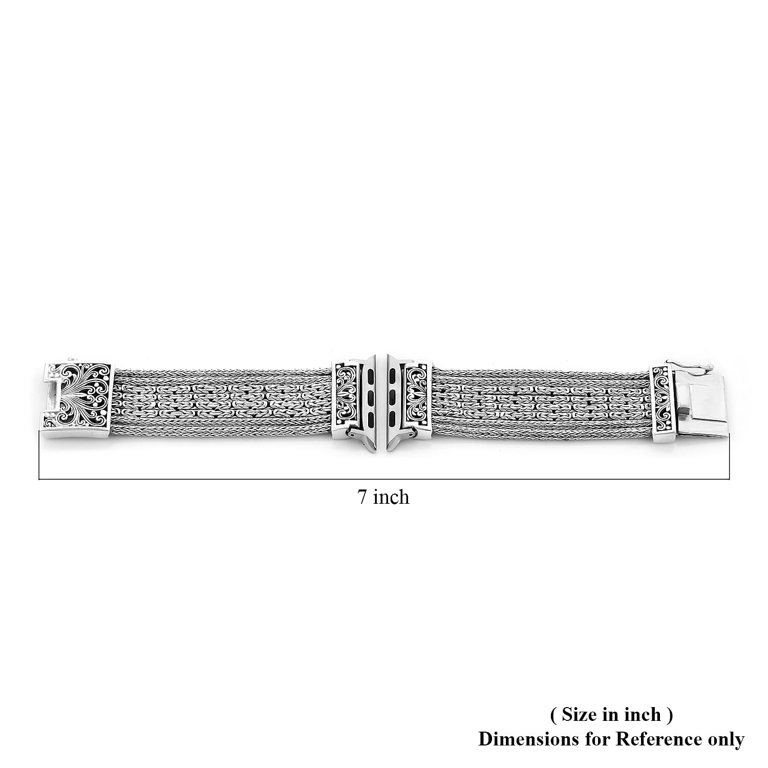 Bali Legacy Sterling Silver Weave Smart Watch Strap (8.00 In) (68.20 g)