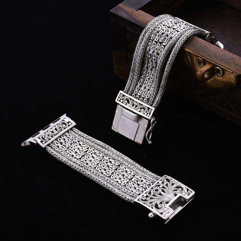 Bali Legacy Sterling Silver Weave Smart Watch Strap (7.50 in) 68.20 Grams