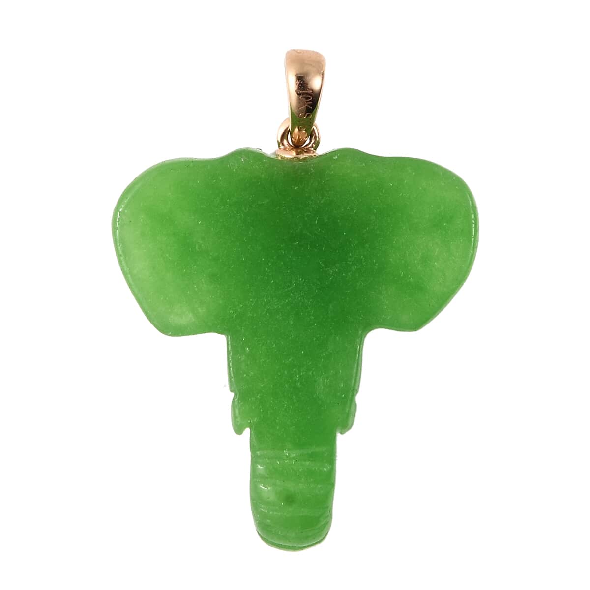 LUXORO 10K Yellow Gold Green Jade (D) Carved Elephant Positivity Pendant 16.75 ctw image number 3