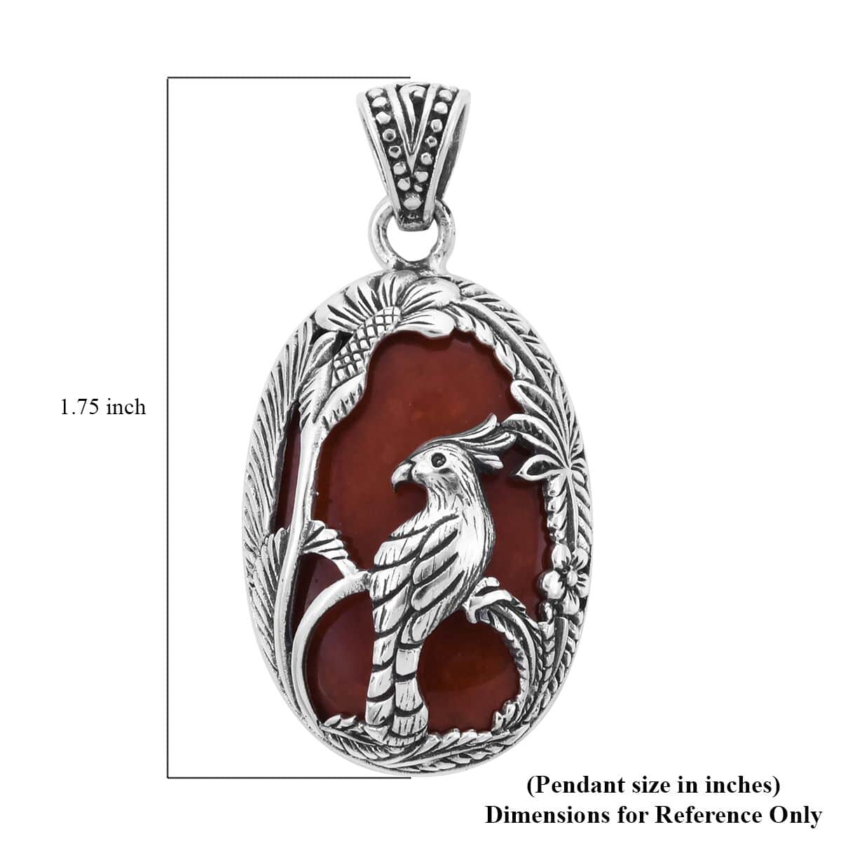 Bali Legacy Red Jade (D) Kokatu Pendant in Sterling Silver 24.00 ctw image number 5