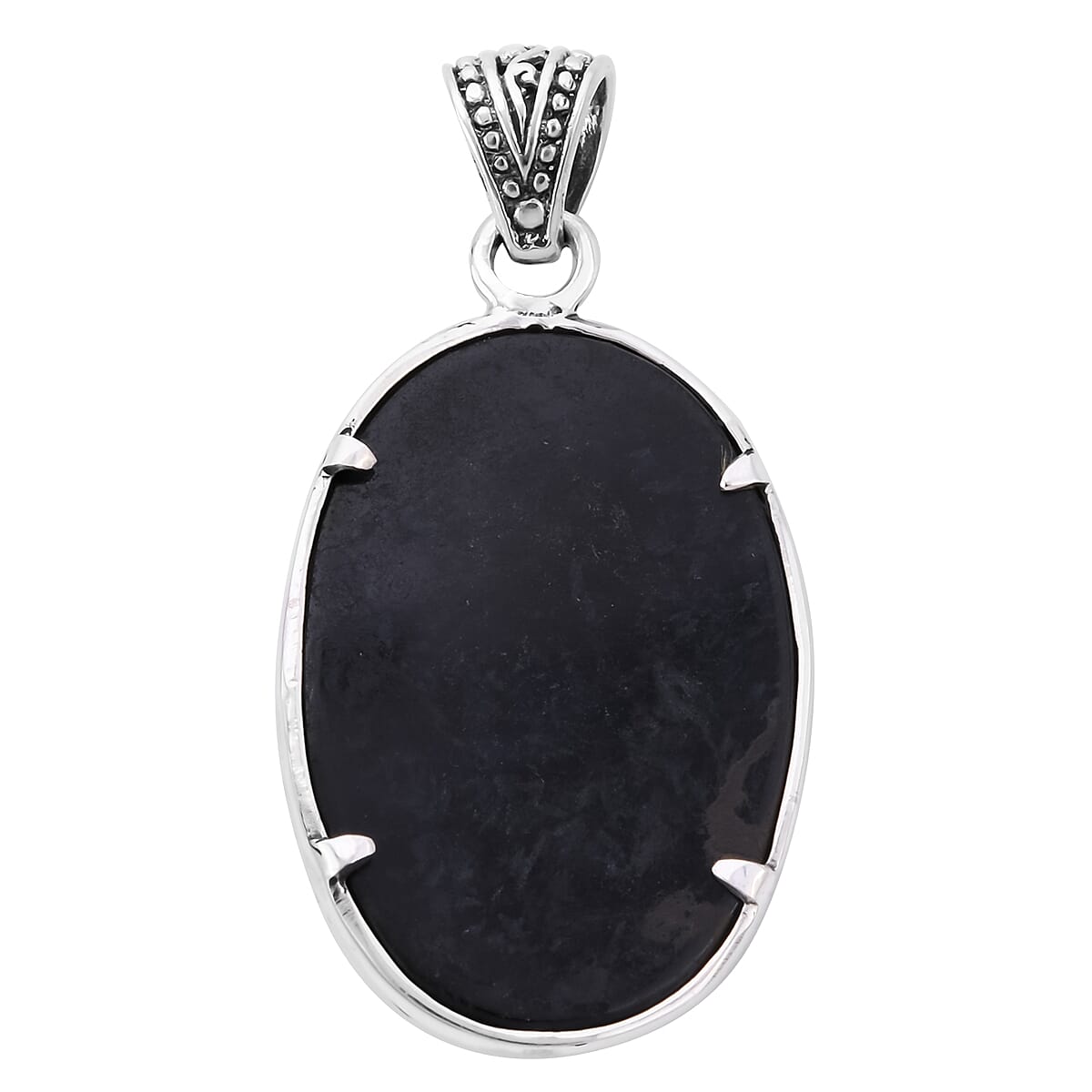 Bali Legacy Black Jade (D) Kokatu Pendant in Sterling Silver 8 Grams 24.00 ctw image number 3