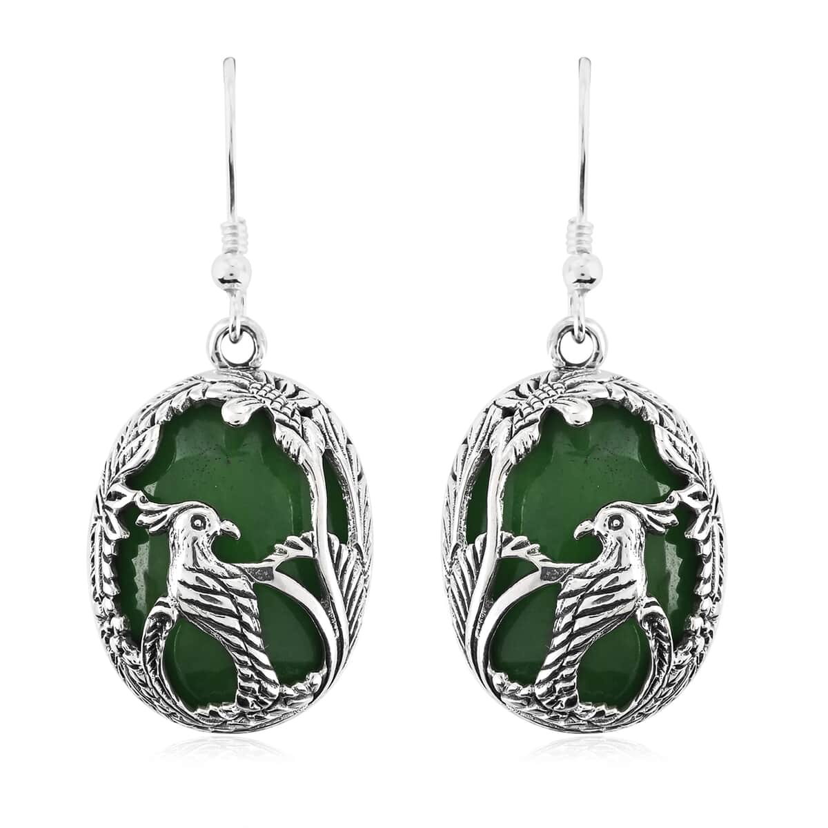 Bali Legacy Green Jade (D) Kokatu Earrings in Sterling Silver 20.00 ctw image number 0