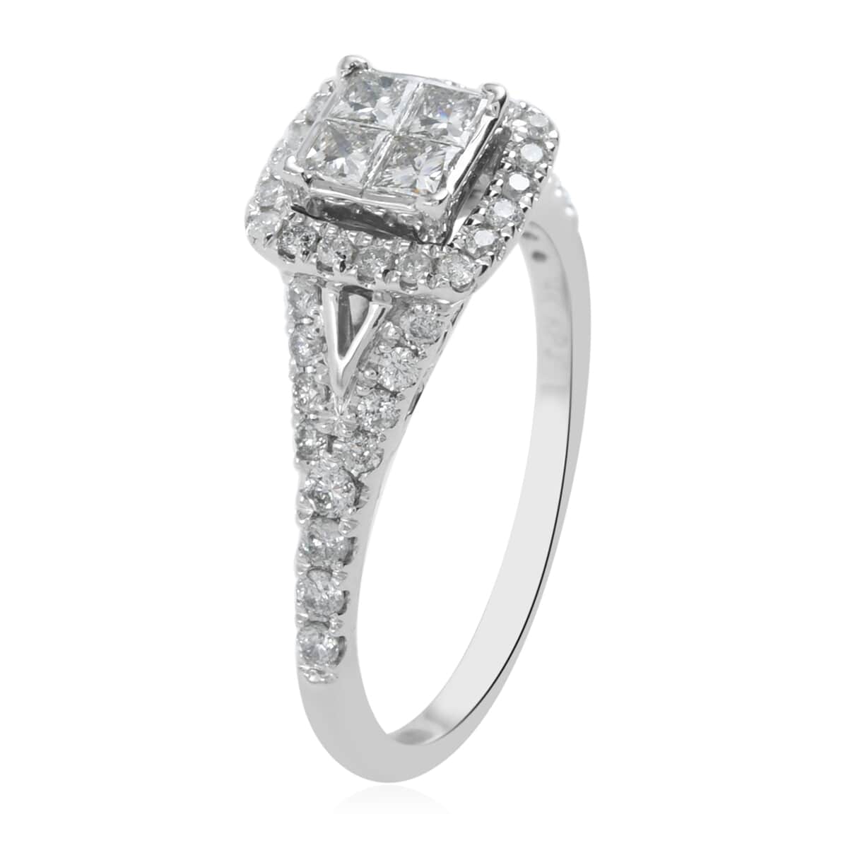 14K White Gold G-H I1 Diamond Ring (Size 7.0) 4.20 Grams 0.90 ctw image number 2
