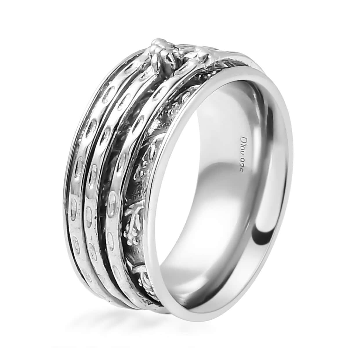 Sterling Silver Spinner Ring, Anxiety Ring for Women, Fidget Rings for Anxiety for Women, Promise Rings (7.30 g) (Size 11.00) image number 5