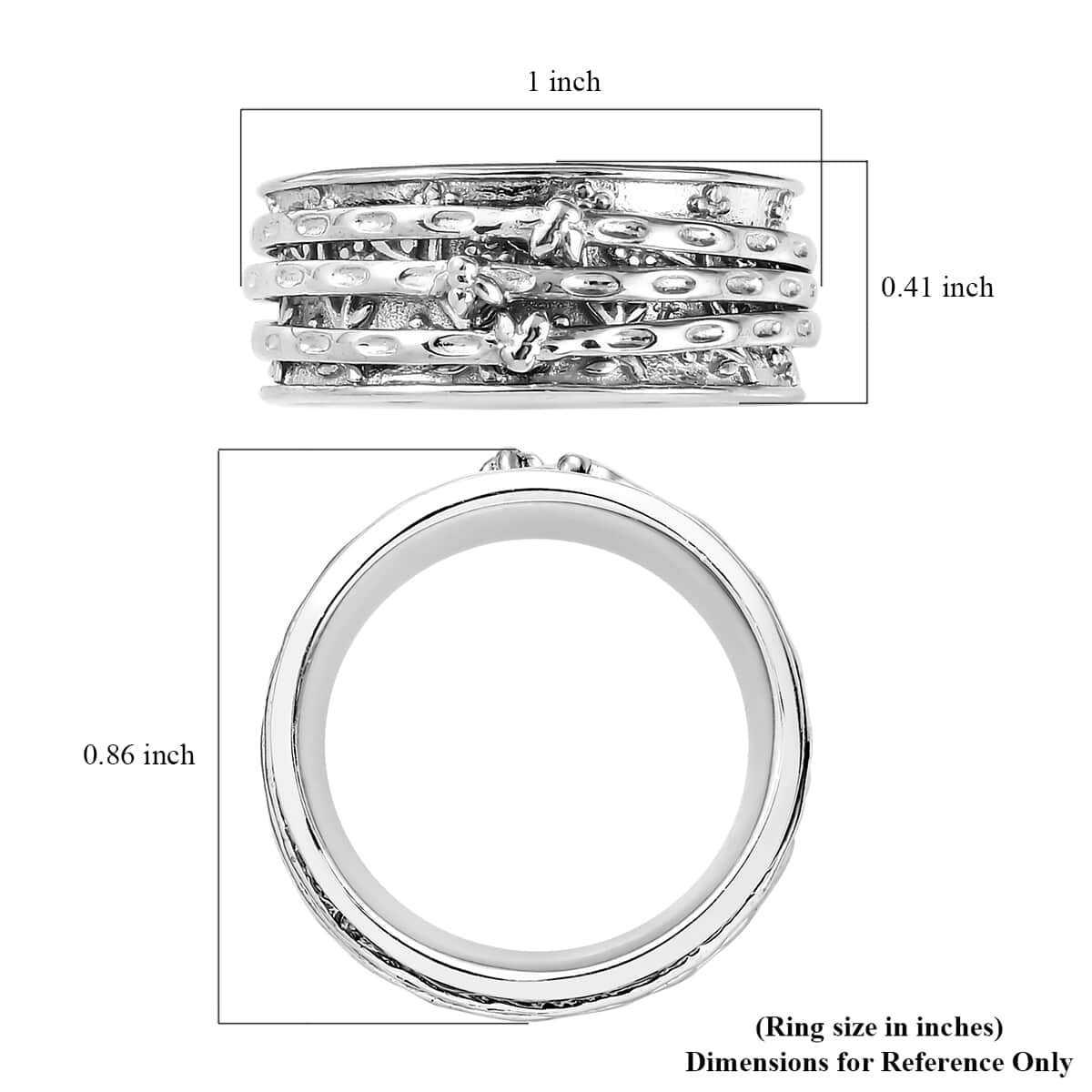 Sterling Silver Spinner Ring, Anxiety Ring for Women, Fidget Rings for Anxiety for Women, Promise Rings (7.30 g) (Size 11.00) image number 7