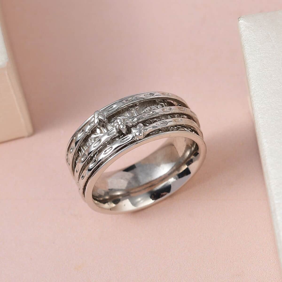 Sterling Silver Spinner Ring (Size 5.0) 5.90 Grams image number 3