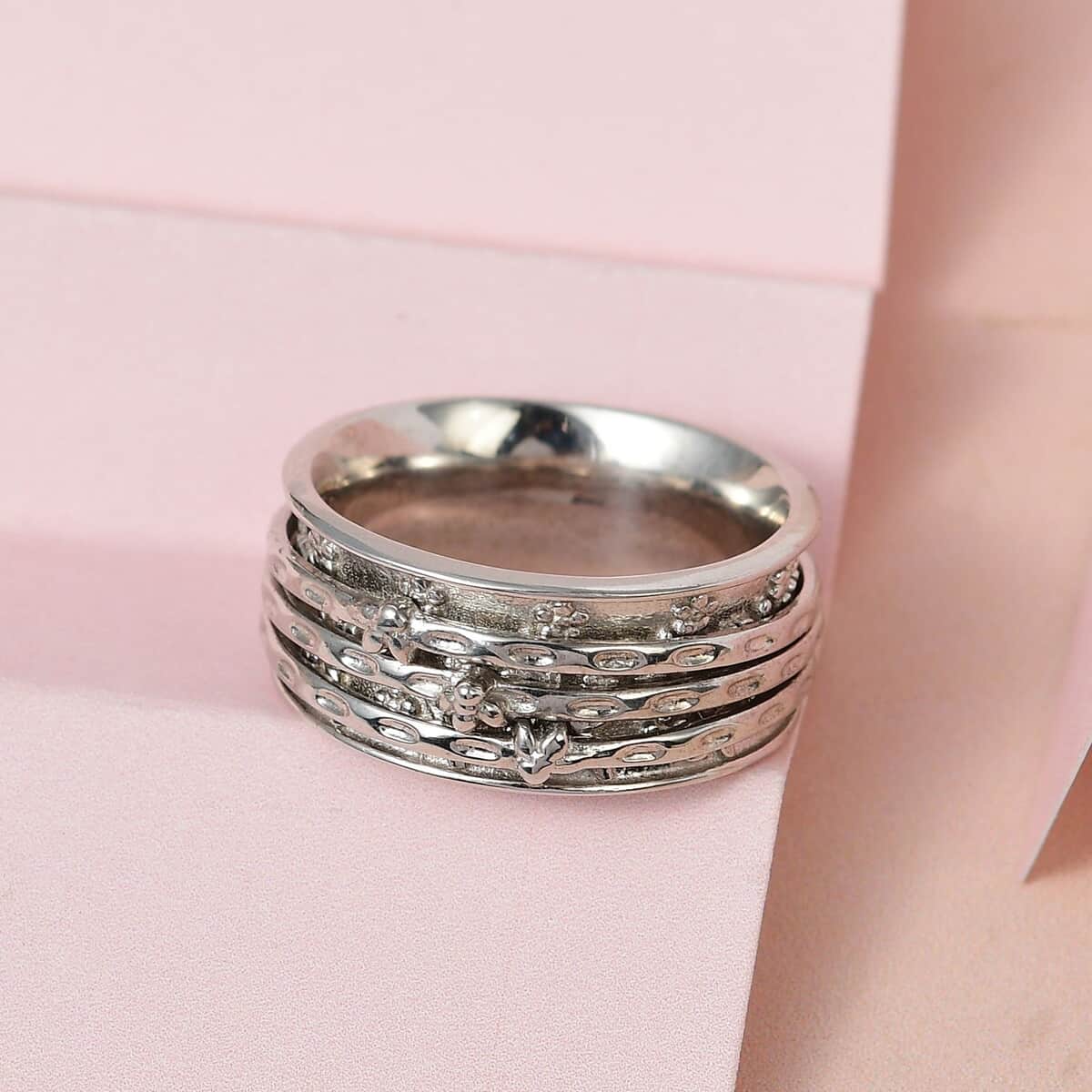 Sterling Silver Spinner Ring (Size 5.0) 5.90 Grams image number 4