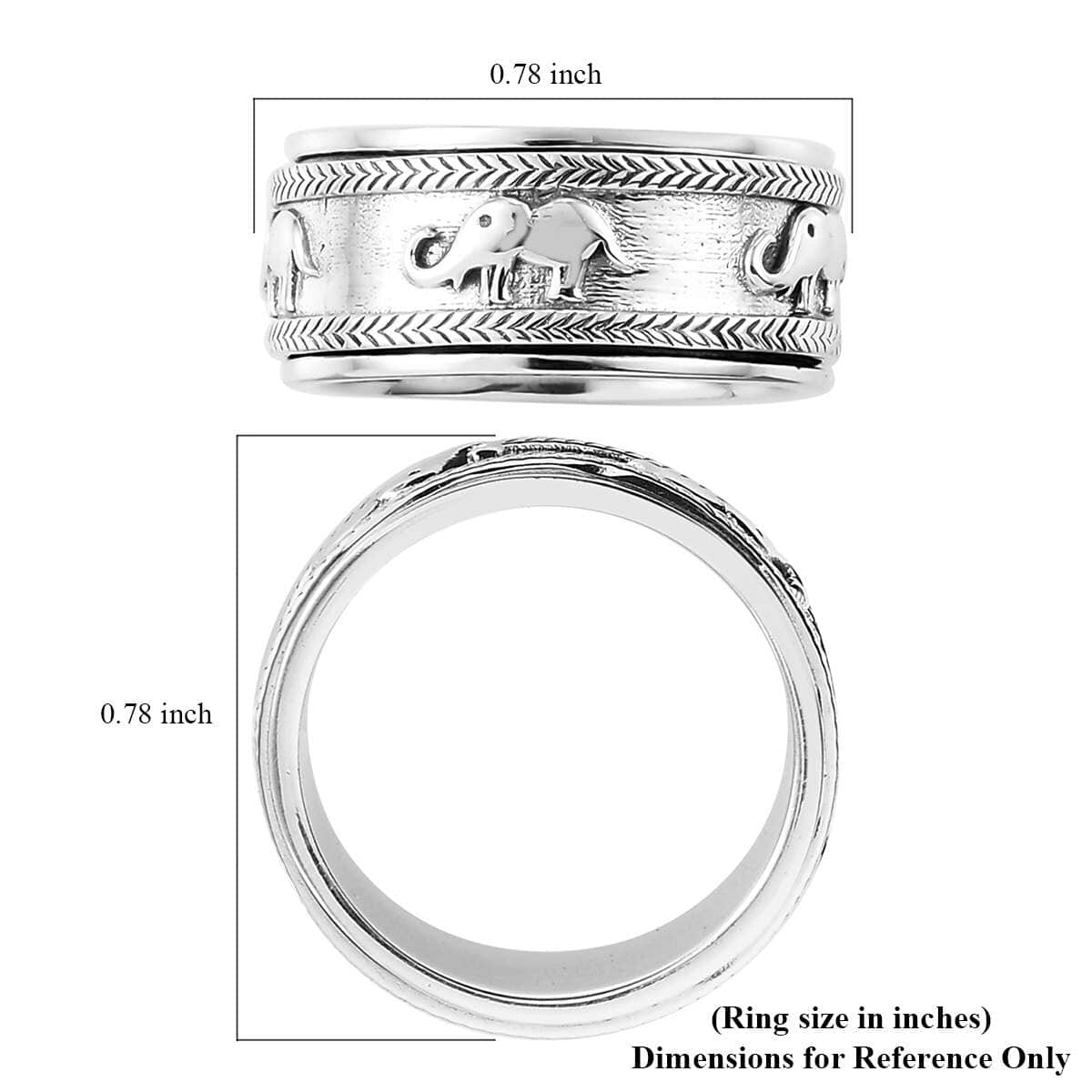 Sterling Silver Elephant Spinner Ring, Anxiety Ring for Women, Fidget Rings for Anxiety for Women, Promise Rings (5 g) (Size 11.00) image number 7