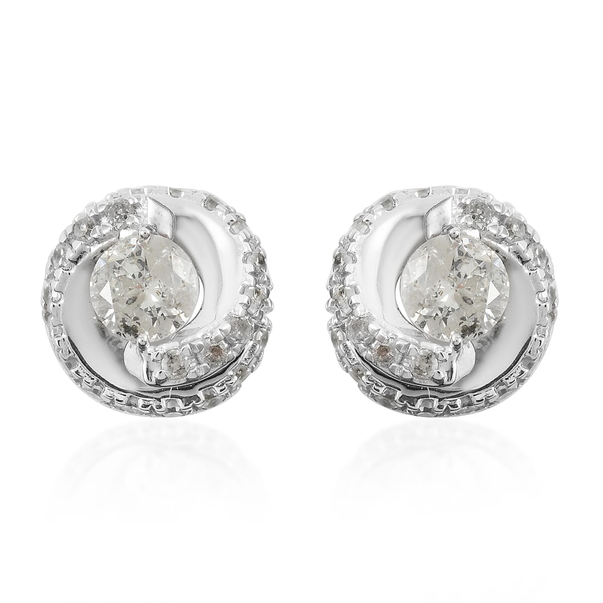 10K White Gold G-H I1-I2 Diamond Earrings 0.75 ctw