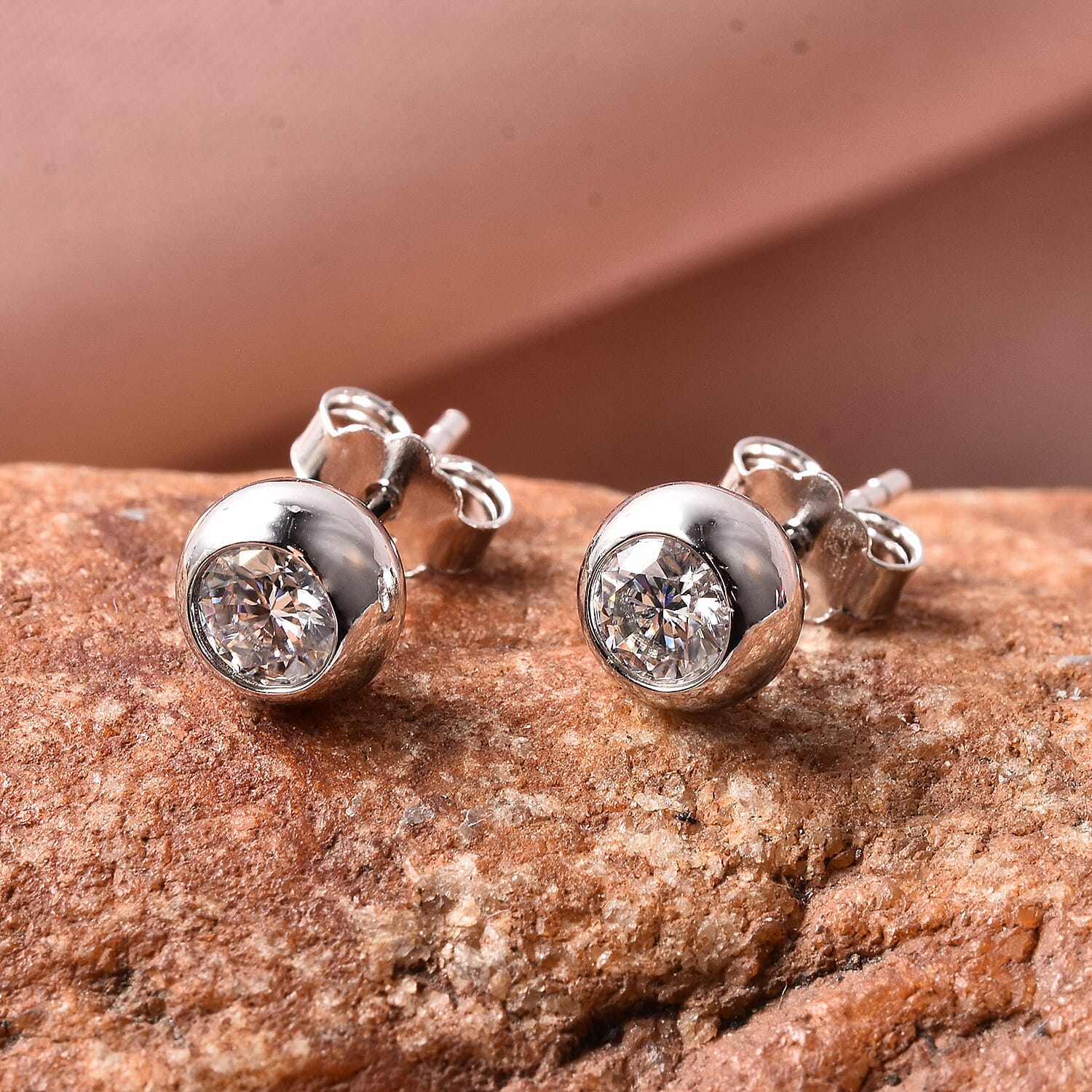 Moissanite Stud Earrings in Sterling Silver 0.50 ctw