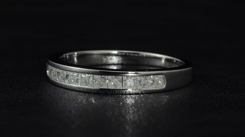 Moissanite Half Eternity Band Ring in Sterling Silver (Size 10.0) 0.60 ctw