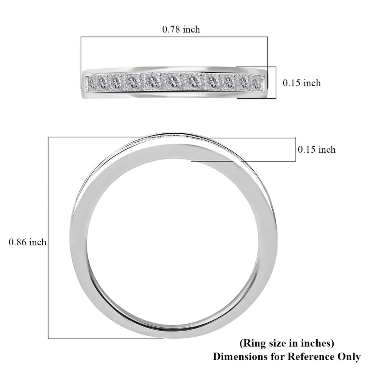 White Moissanite VS EF Half Eternity Band Ring in Sterling Silver 0.60 ctw image number 6