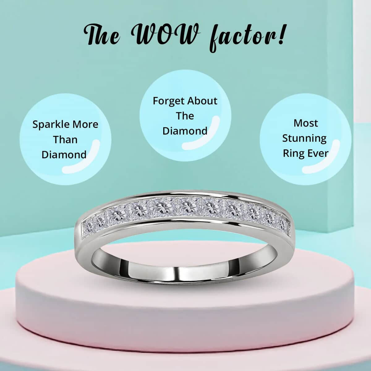 Moissanite Half Eternity Band Ring, Moissanite Ring, Sterling Silver Ring, Engagement Rings, Wedding Band Rings, Promise Rings 0.60 ctw image number 4