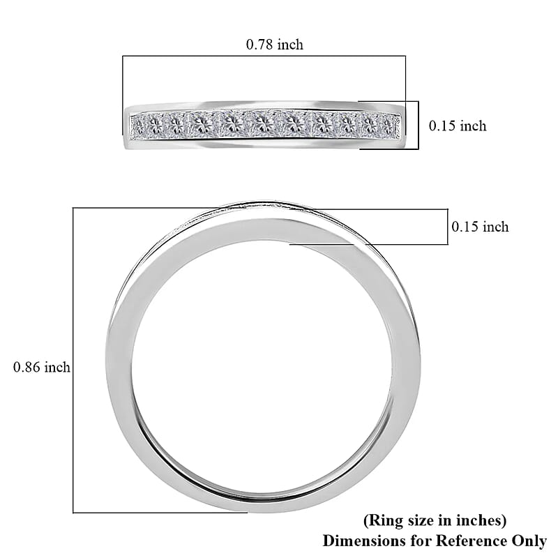 D'Joy Moissanite 0.60 ctw Half Eternity Band Ring in Sterling Silver (Size 5)