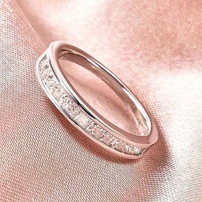 D'Joy Moissanite Half Eternity Band Ring in Sterling Silver 0.60 ctw