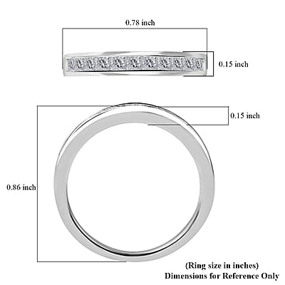 D'Joy Moissanite Half Eternity Band Ring in Sterling Silver 0.60 ctw