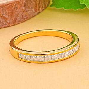 D'Joy Moissanite Half Eternity Band Ring in Vermeil Yellow Gold Over Sterling Silver 0.60 ctw