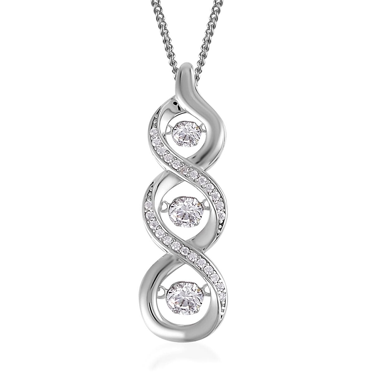 Lustro Stella Finest CZ Pendant Necklace 18 Inches in Sterling Silver 1.60 ctw image number 0
