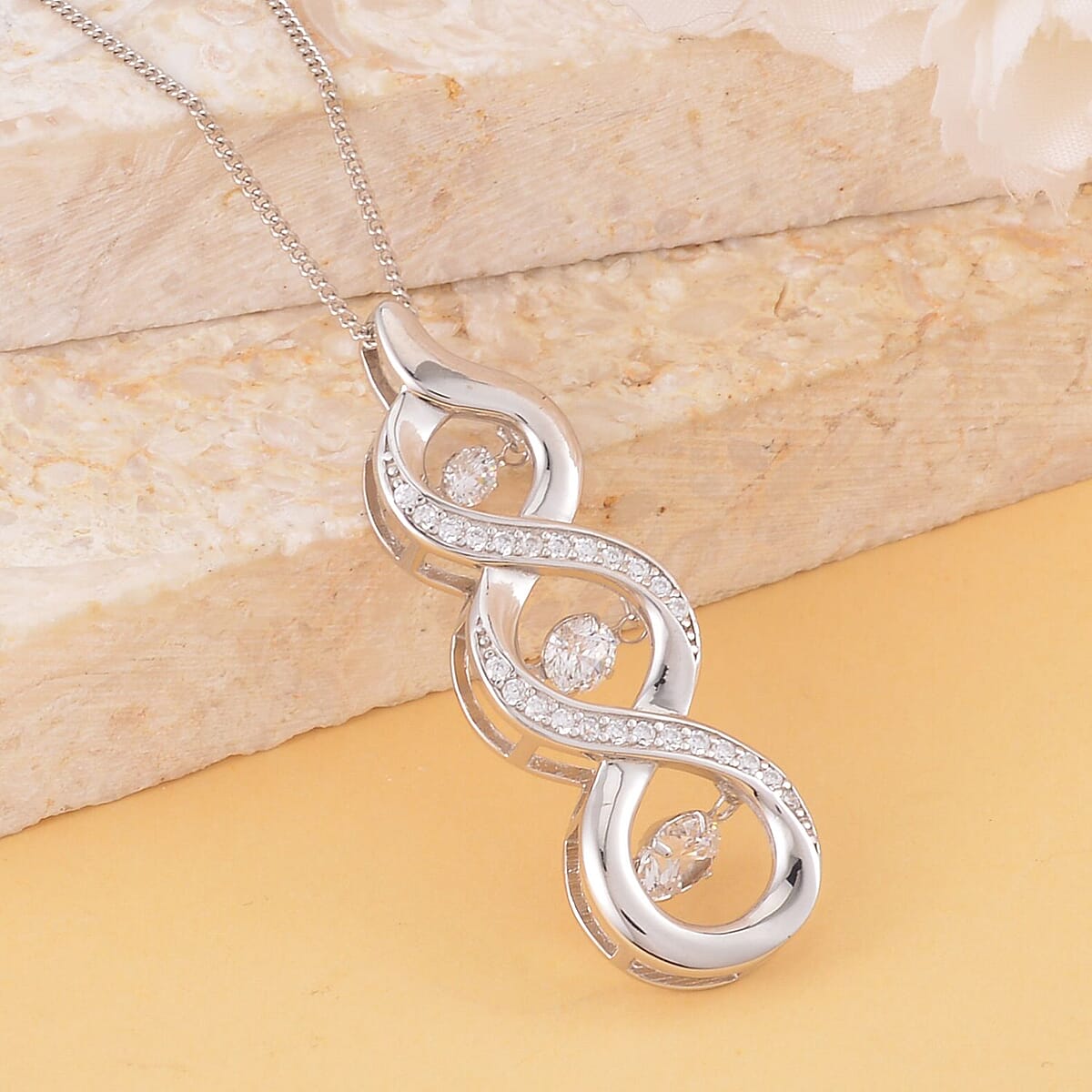 Lustro Stella Finest CZ Pendant Necklace 18 Inches in Sterling Silver 1.60 ctw image number 1