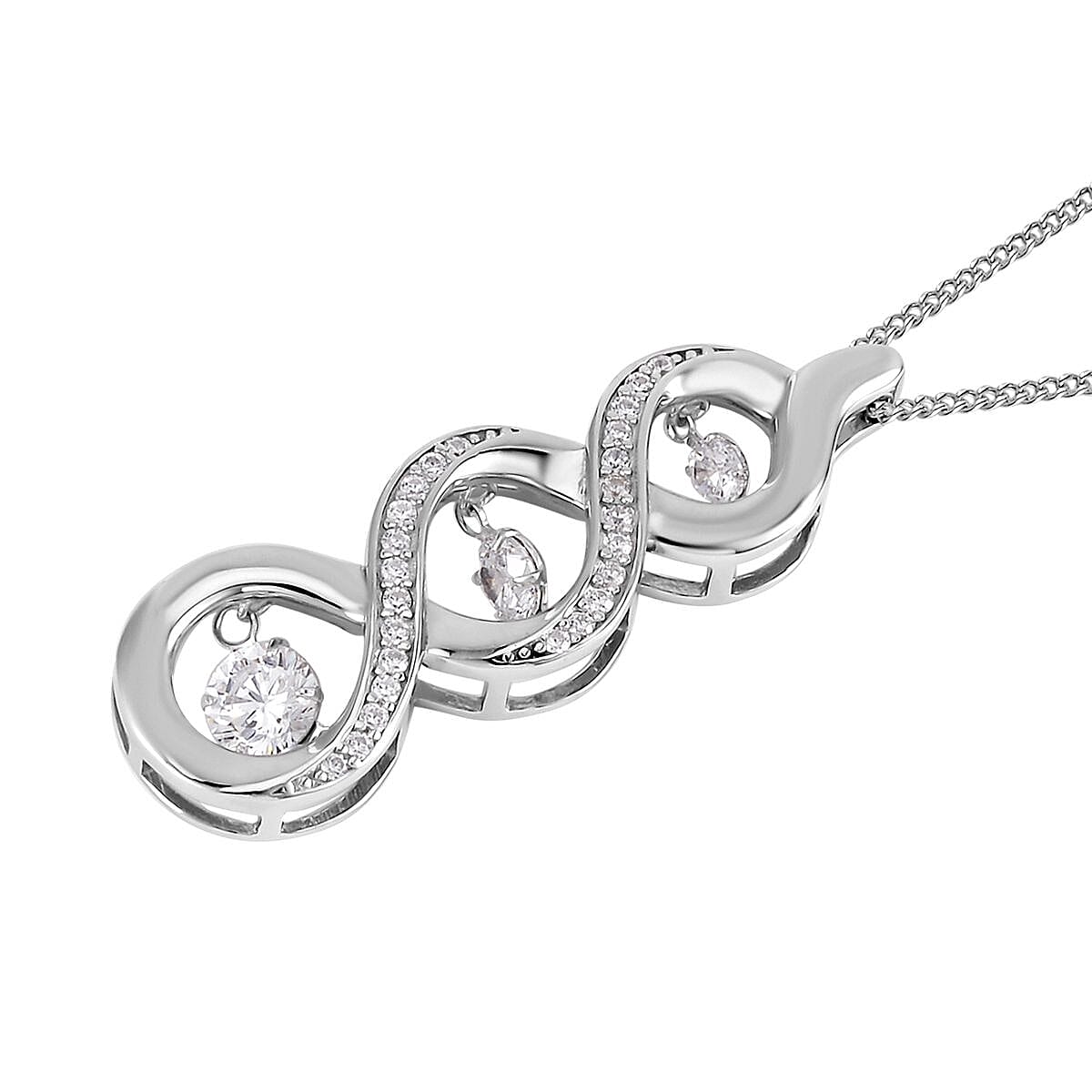 Lustro Stella Finest CZ Pendant Necklace 18 Inches in Sterling Silver 1.60 ctw image number 3