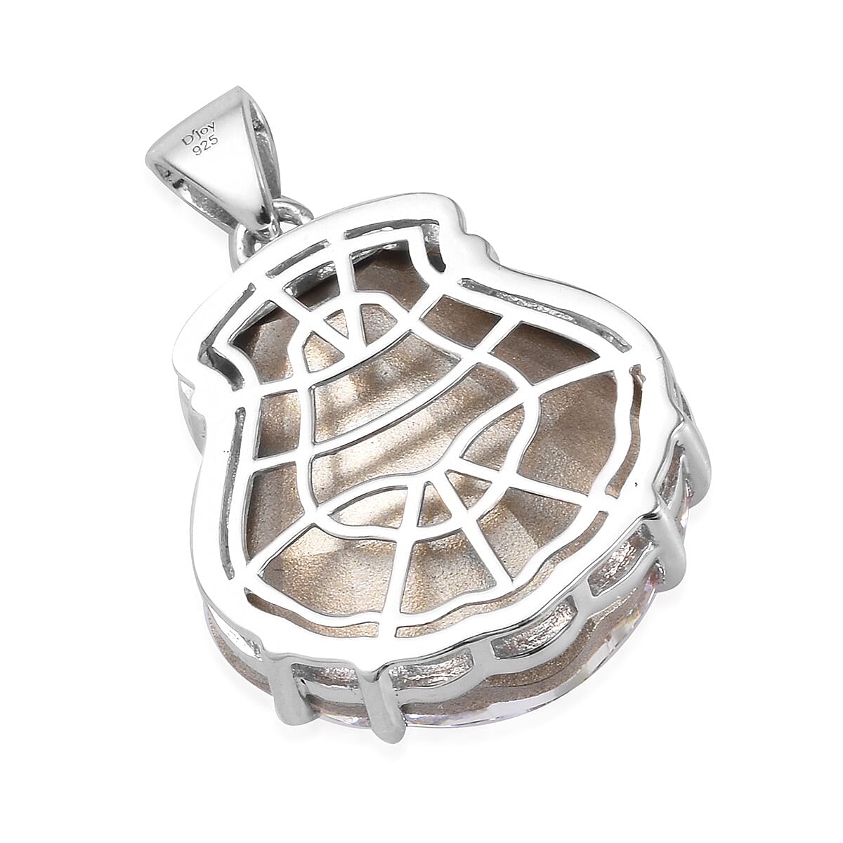 Aurora Borealis Crystal Fancy Shell Pendant in Platinum Over Sterling Silver image number 3