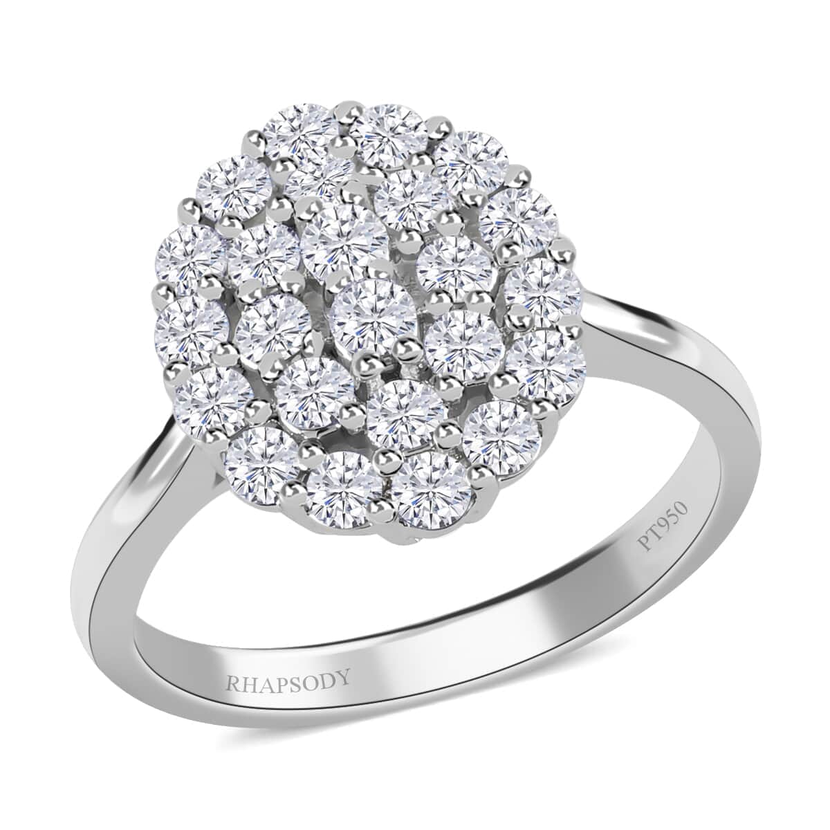 Rhapsody IGI Certified 950 Platinum Diamond E-F VS2 Ring (Size 7.0) 6.85 Grams 0.85 ctw  image number 0