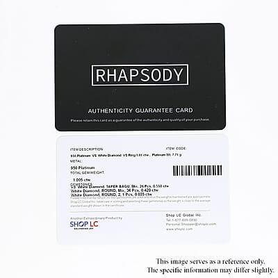 Rhapsody IGI Certified Diamond E-F VS Ring in 950 Platinum (Size 8.0) 7.70 Grams 1.00 ctw
